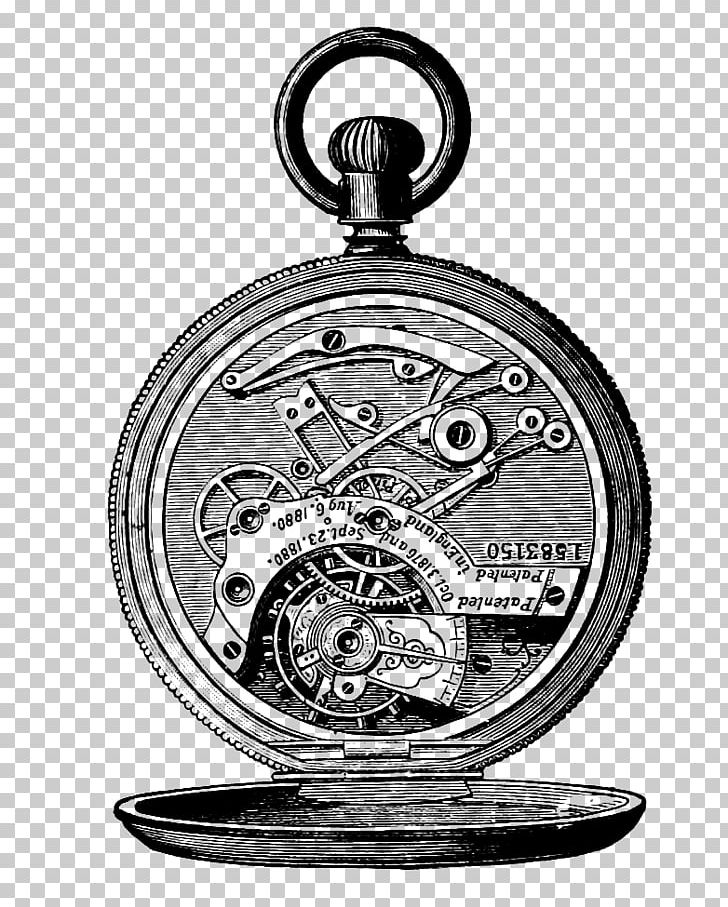 Steampunk Pocket Watch Drawing PNG, Clipart, Accessories, Art, Black And White, Circle, Clip Art Free PNG Download