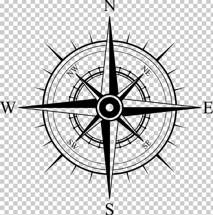 North Compass Rose Map PNG, Clipart, Angle, Artwork, Bicycle Wheel, Black And White, Cardinal Direction Free PNG Download
