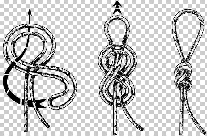 Figure-eight Knot Rope Butterfly Loop Abseiling PNG, Clipart, Abs, Black And White, Body Jewelry, Butterfly Loop, Climbing Free PNG Download