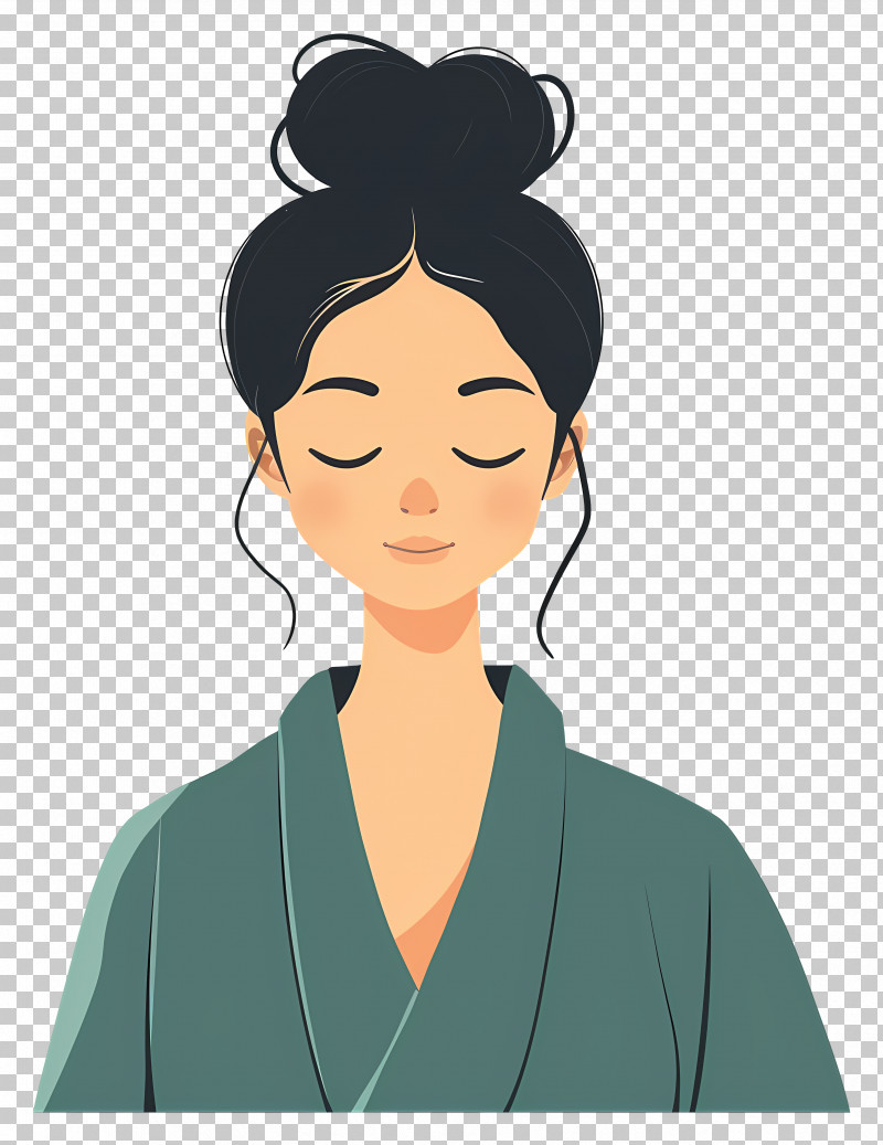 Asian Woman - Calm Woman Illustration PNG
