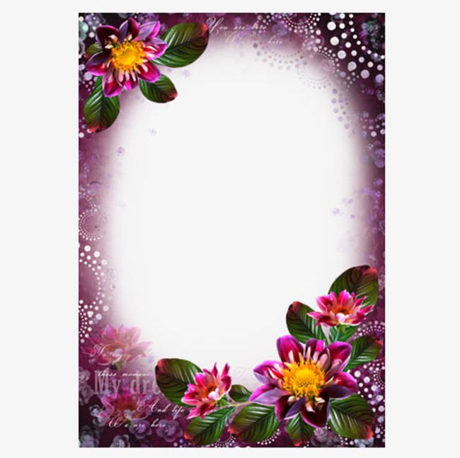 Purple Flowers Frame PNG, Clipart, Album, Border Frame, Cute, Cute Photo Frame, Design Free PNG Download